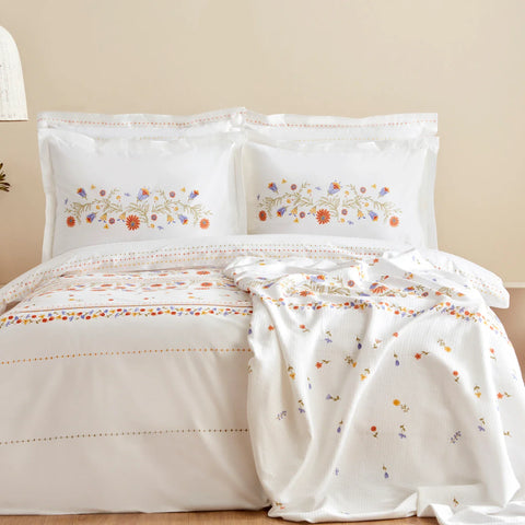 Karaca Home Clarice 100% Baumwolle Doppelbett Duvet-Pike Set Multicolor