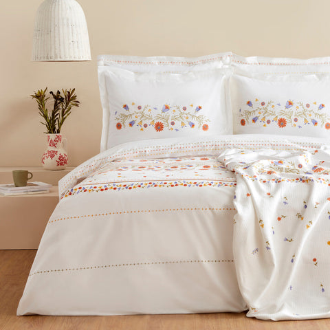 Karaca Home Clarice 100% Baumwolle Doppelbett Duvet-Pike Set Multicolor