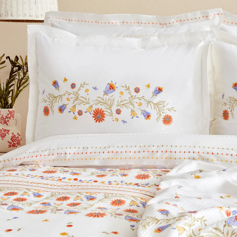 Karaca Home Clarice 100% Baumwolle Doppelbett Duvet-Pike Set Multicolor