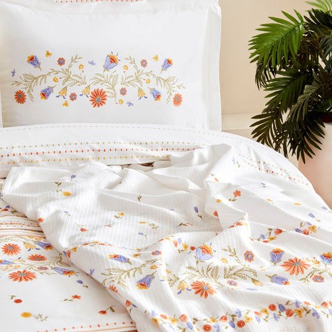 Karaca Home Clarice 100% Baumwolle Doppelbett Duvet-Pike Set Multicolor