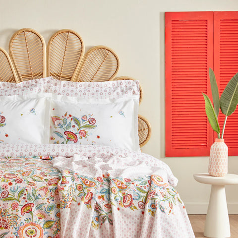 Karaca Home Sarthe 100% Baumwolle Doppelbett Bettwäsche und Tagesdecke Set Multicolor