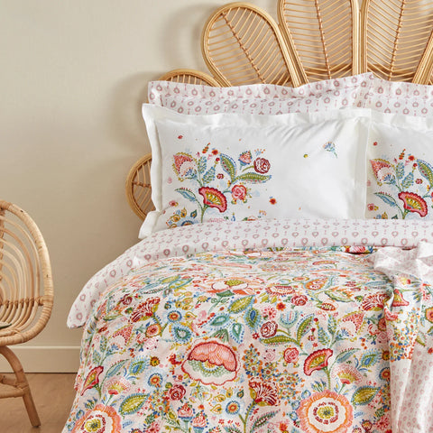 Karaca Home Sarthe 100% Baumwolle Doppelbett Bettwäsche und Tagesdecke Set Multicolor