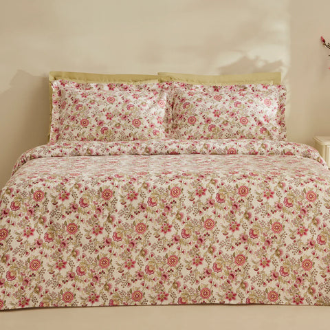 Karaca Home Molly 100% Baumwolle Doppelbett Tagesdecke Set Rosa
