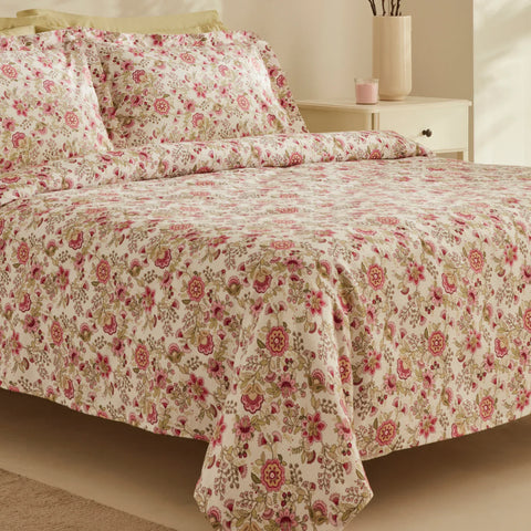 Karaca Home Molly 100% Baumwolle Doppelbett Tagesdecke Set Rosa