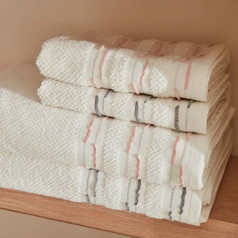 Karaca Home Dena 100% Baumwolle Familien-Badset Offwhite