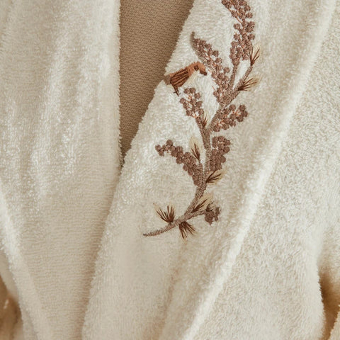 Karaca Home Bird 100% Baumwolle Familien-Badetuch-Set Creme-Hellgrau