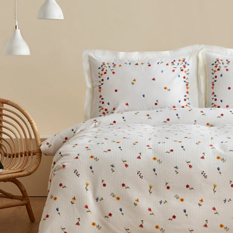 Karaca Home Lores 100% Baumwolle Doppelbett Quilt Set Rosa