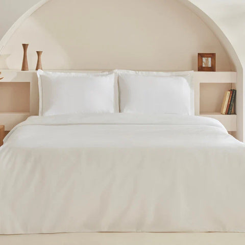 Karaca Home White Collection Lavin 100% Baumwolle Doppelbett Bettwäsche Set Weiß