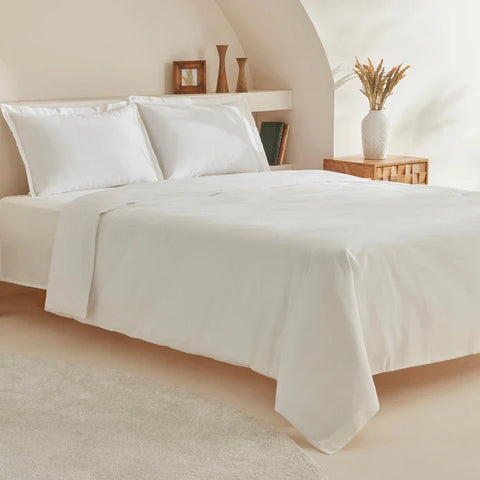 Karaca Home White Collection Lavin 100% Baumwolle Doppelbett Bettwäsche Set Weiß