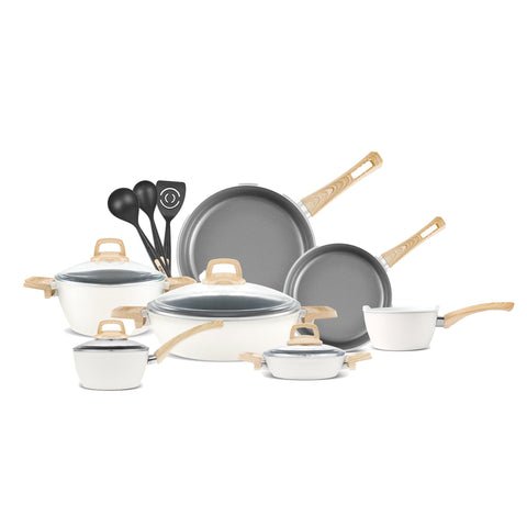 Karaca Swiss Crystal 15-teiliges Kochtopfset Creamy