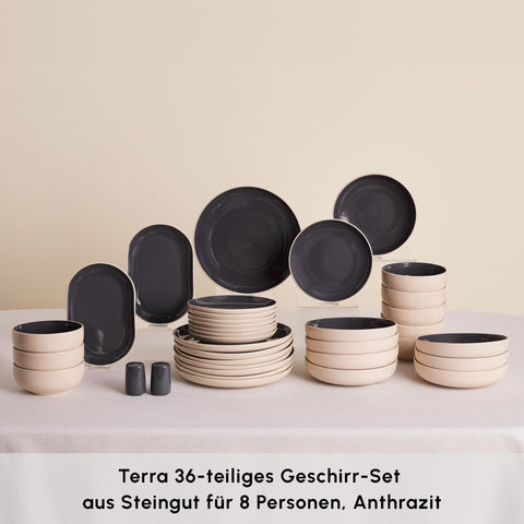 Karaca Terra 36-Teiliges 8-Personen Geschirrset Anthrazit