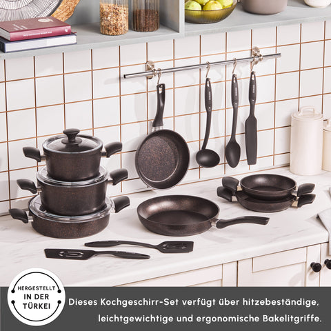 Karaca Biogranit Schwarzgold Induktions-Topfset, 15 Teilig