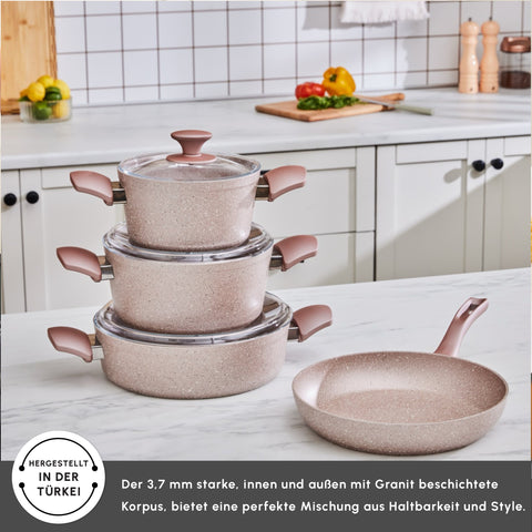 Karaca Biogranit Rosegold Induktions Kochgeschirr-Set, 7 Teilig