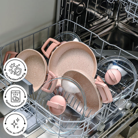 Karaca Biogranite Induktion Flache Bratpfanne Set 3 Teile Rose Gold