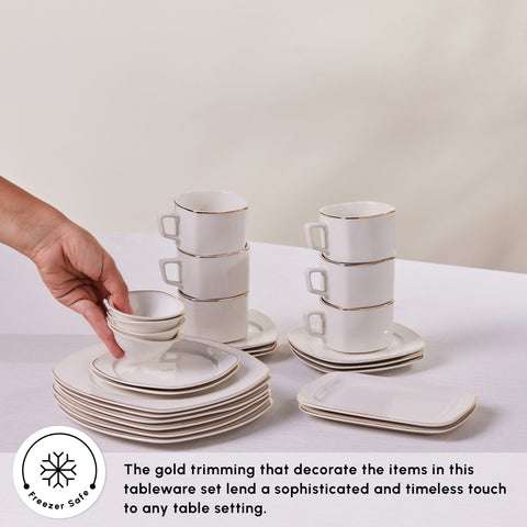 Karaca Elegance Bone Padoca 26-Teiliges 6-Personen Frühstücksset Gold