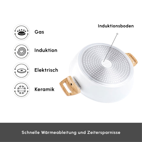 Karaca Swiss Crystal Induktions Auflauftopf, 30 cm, Creamy