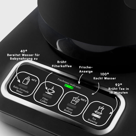 Karaca Caysever Robotea Pro 4 in 1 sprechender automatischer Teekocher Wasserkocher und Filterkaffeemaschine 2500W Chrome