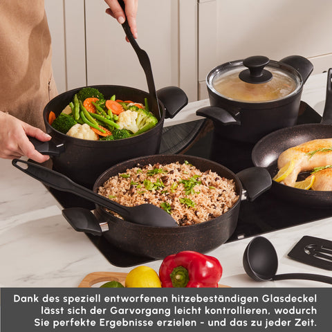 Karaca Biogranit Schwarzgold Induktions-Topfset, 15 Teilig