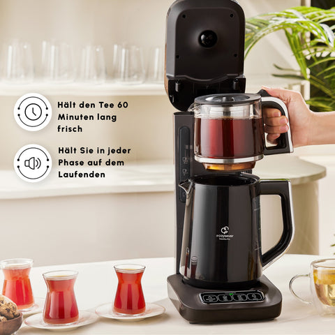 Karaca Caysever Robotea Pro 4 in 1 sprechender automatischer Teekocher Wasserkocher und Filterkaffeemaschine 2500W Chrome