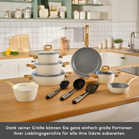 Karaca Swiss Crystal 15-teiliges Kochtopfset Creamy