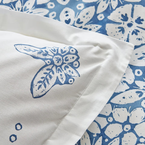 Karaca Home Ida blau 100% baumwolle doppelbett bettwäsche set
