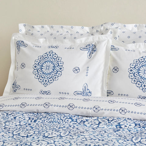 Karaca Home Ida blau 100% baumwolle doppelbett bettwäsche set