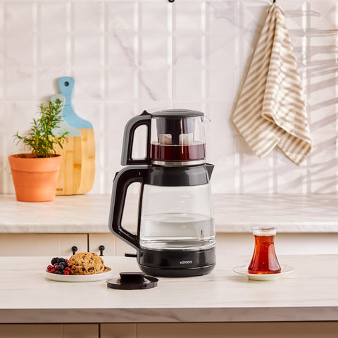 Karaca Glass Tea XL 2 in 1 Glas-Teemaschine Space Gray