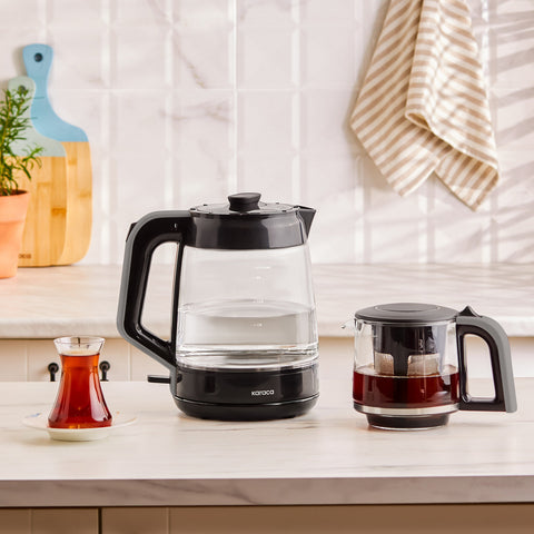 Karaca Glass Tea XL 2 in 1 Glas-Teemaschine Space Gray