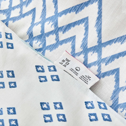 Sarah Anderson Etnico Mavi Çift Kişilik Nevresim Yastık Set Blue Two-Person Duvet Cover and Pillow Set