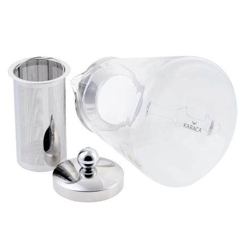 Karaca Borosilikat Glas Teekanne aus Rostfreiem Stahl 800 ml