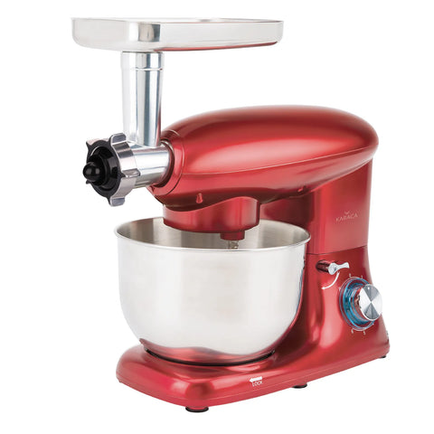 Karaca Multichef Küchenmaschine und Standmixer mit  Fleischwolf Standmixer Redgold 1400W