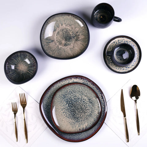 Karaca Black Galactic Reactive 4 Teilig Kuchenteller-set
