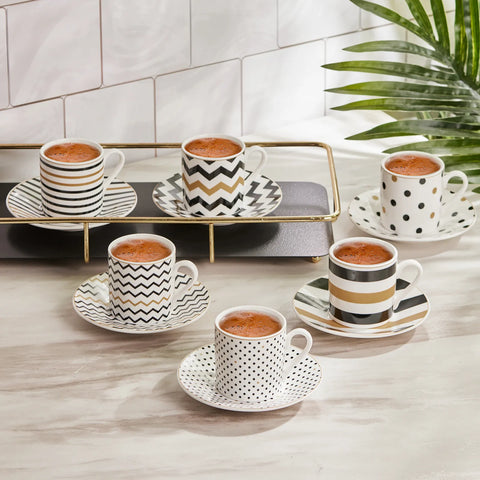 Karaca Nossa 12 Teiliges für 6 Personen Mochatassen-Espressotassen Set