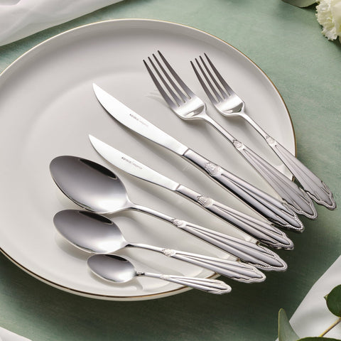 Karaca 316+ Mantilla für 12 Personen Elegance Besteckset, 84 Teilig