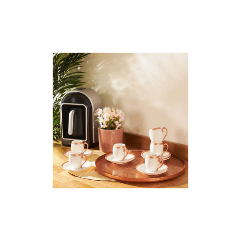 Karaca İznik Cooper 12 teiliges Kaffeetassen Set für 6 Personen