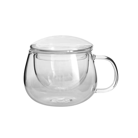 Karaca Pia Doppelwandig Henkeltasse Glas mit Deckel 