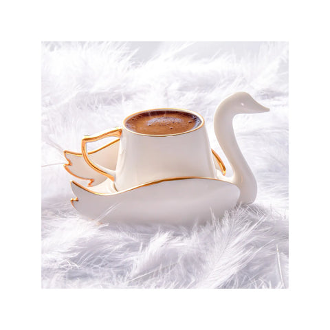 Karaca Swan Set mit 2 Kaffeetassen