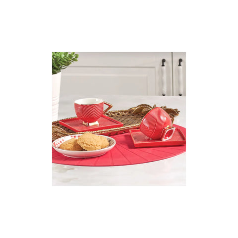 Karaca Art Deco Red Rotes 2 Personen Kaffeetassen Set
