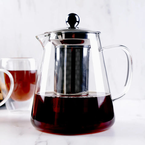 Karaca Borosilikat Glas Teekanne aus Rostfreiem Stahl 800 ml