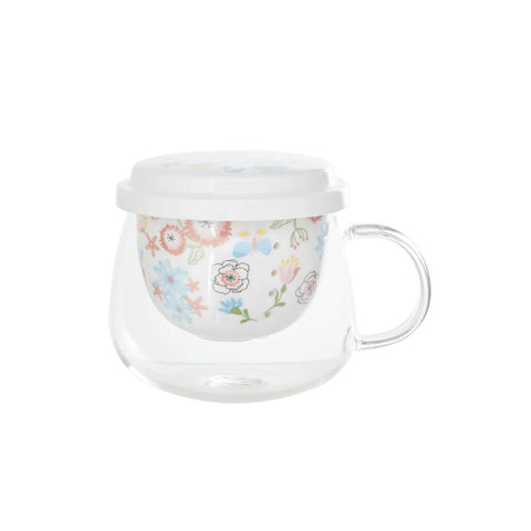 Karaca Flower Kapaklı Cam Kupa   Glass Cup with Lid (Flower)