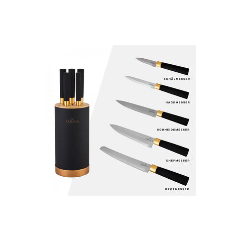Karaca Woodland Black Messer-Set, 6- teilig , Schwarz