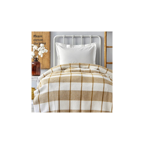 Karaca Home Carmen Mustard Baumwolldecke Einzeln