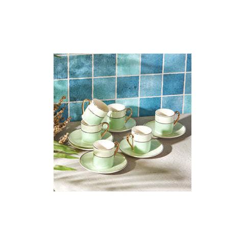 Karaca Lana Grünes Kaffeetassen-Set für 6 Personen