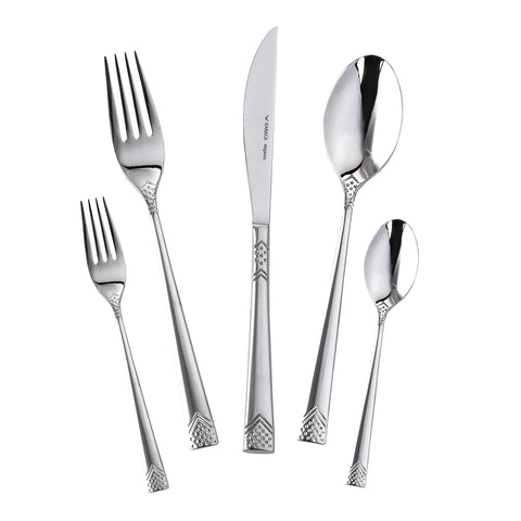 Karaca Sungate Besteck- Set mit Gabel- Messer- Löffel-Set mit Box, 84-teilig