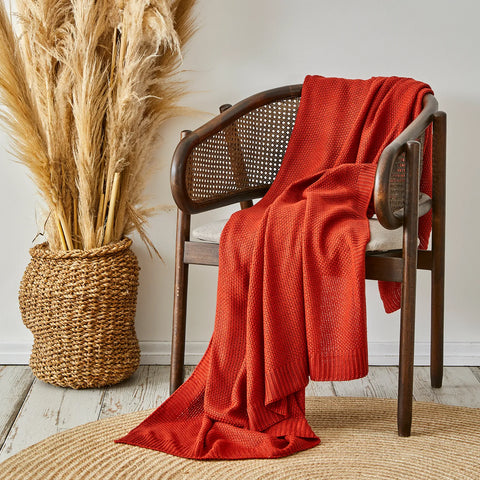 Karaca Home terracotta Strickdecke Öko-Tex zertifiziert