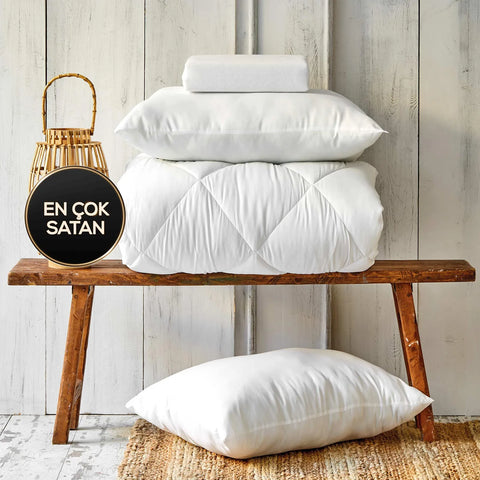 Karaca Home Microfiber Royal Steppdecke für Doppelbett 2 Silikonkissen
