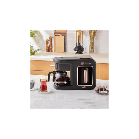 Karaca Hatır Plus Mod 5 in 1 Tee- und Kaffeemaschine Schwarz/Kupfer