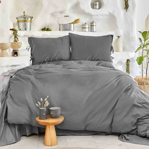 Karaca Home 4 Element Anthrazit 100% Baumwolle Doppel-Bettbezug-Set Su