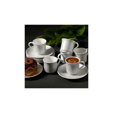 Apricot Vivi Platin (Platinum) Kaffeetassen- Set für 6 Personen