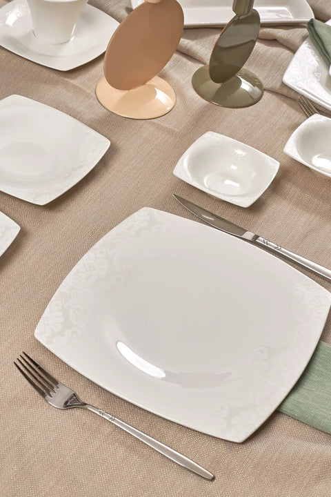Karaca Fine Pearl Roma 26-Teiliges 6-Personen Frühstücksset Quadrat